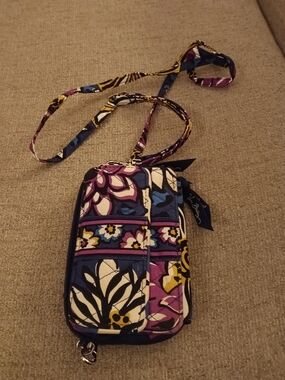 Vera Bradley Purple and Blue Floral Quilted Crossbody Phone Bag